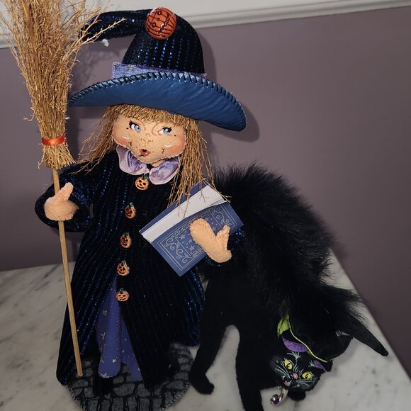 Annalee Halloween 12" Witch & Black Cat Set (2007 & 2009) 🧙‍♀️🐈‍⬛ - Picture 1 of 8